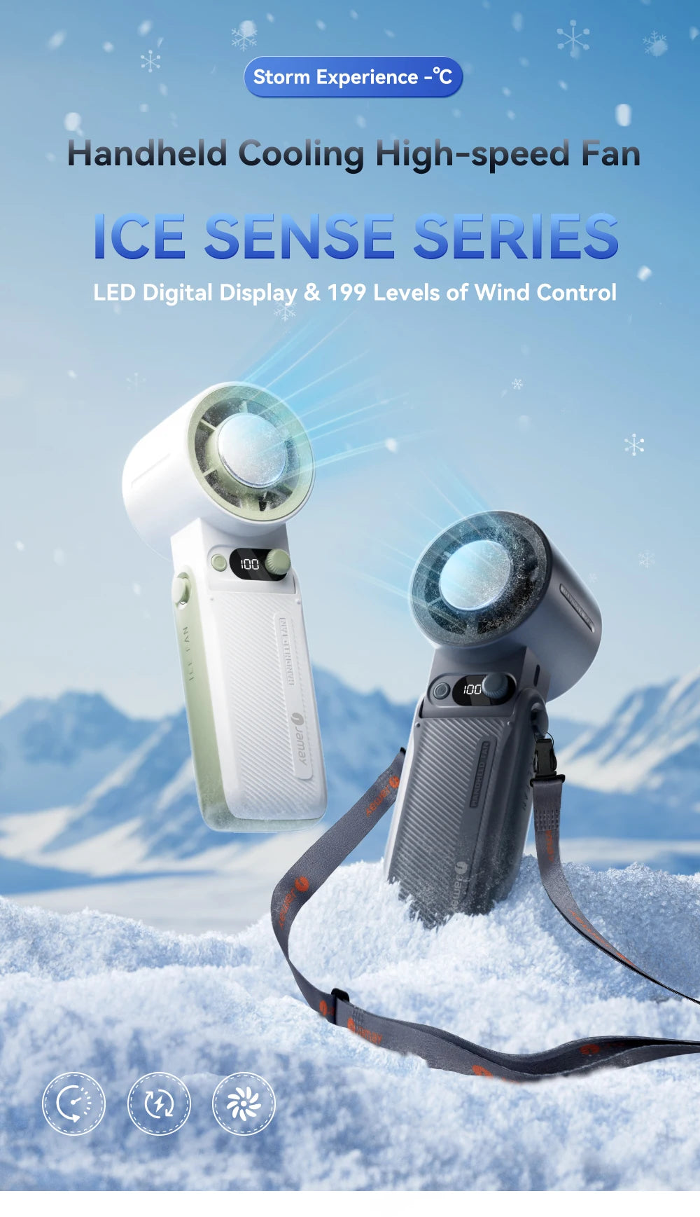 TurboBreeze™ – 199-Speed Handheld Fan with LED Display - WM DigitalBay