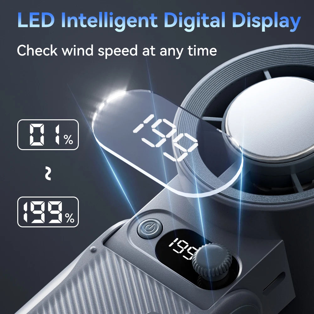 TurboBreeze™ – 199-Speed Handheld Fan with LED Display - WM DigitalBay