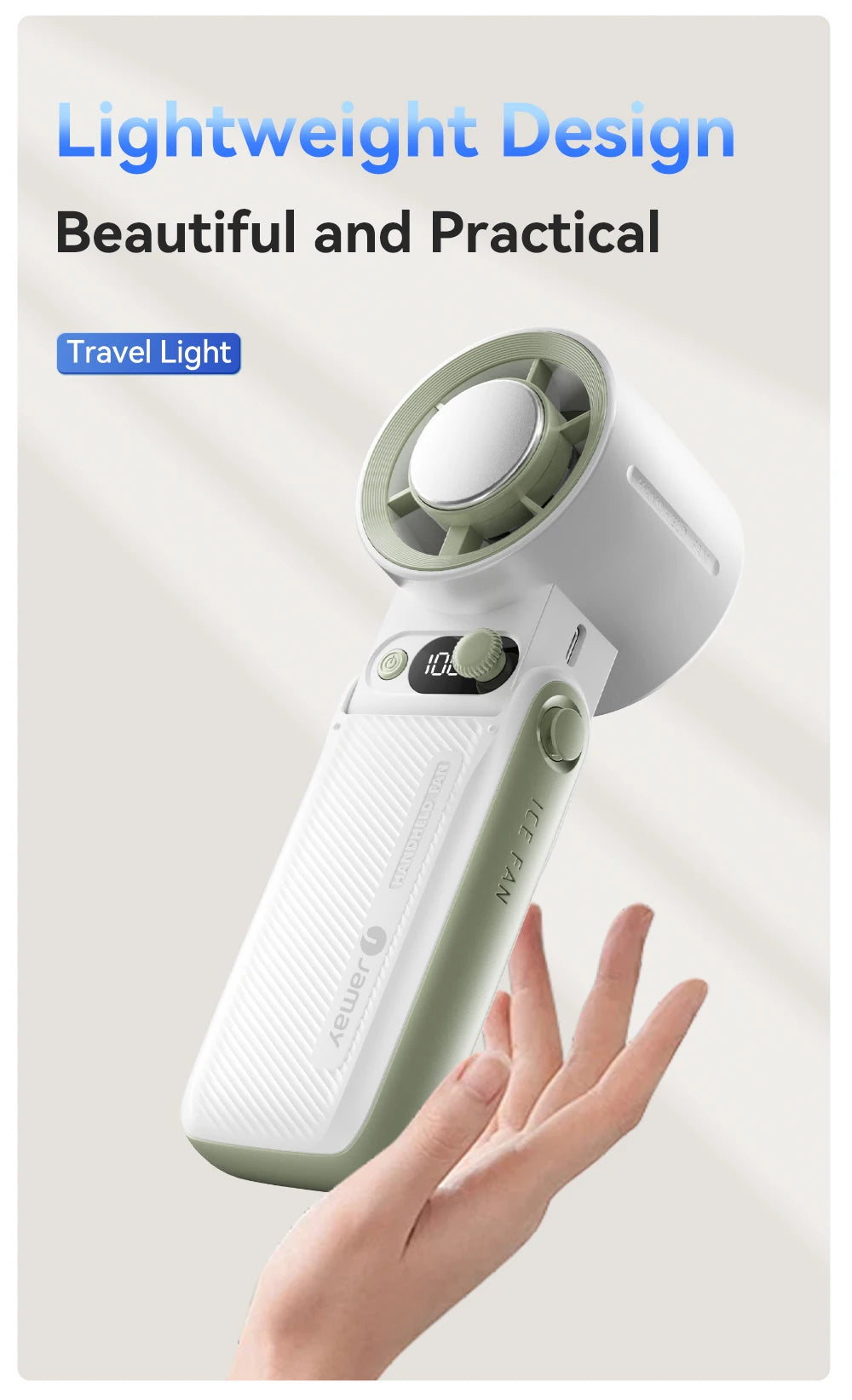 TurboBreeze™ – 199-Speed Handheld Fan with LED Display - WM DigitalBay