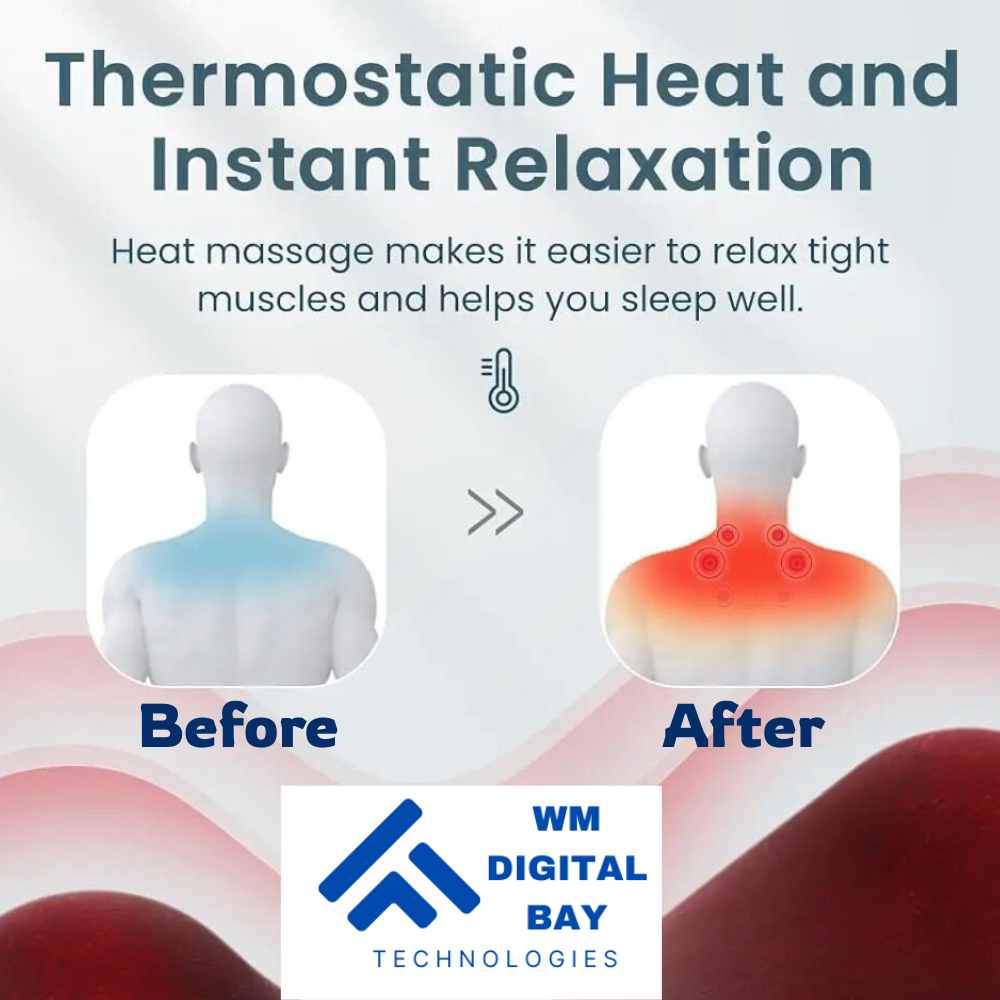 RelaxEase™ – Shiatsu Heated Neck & Back Massager - WM DigitalBay